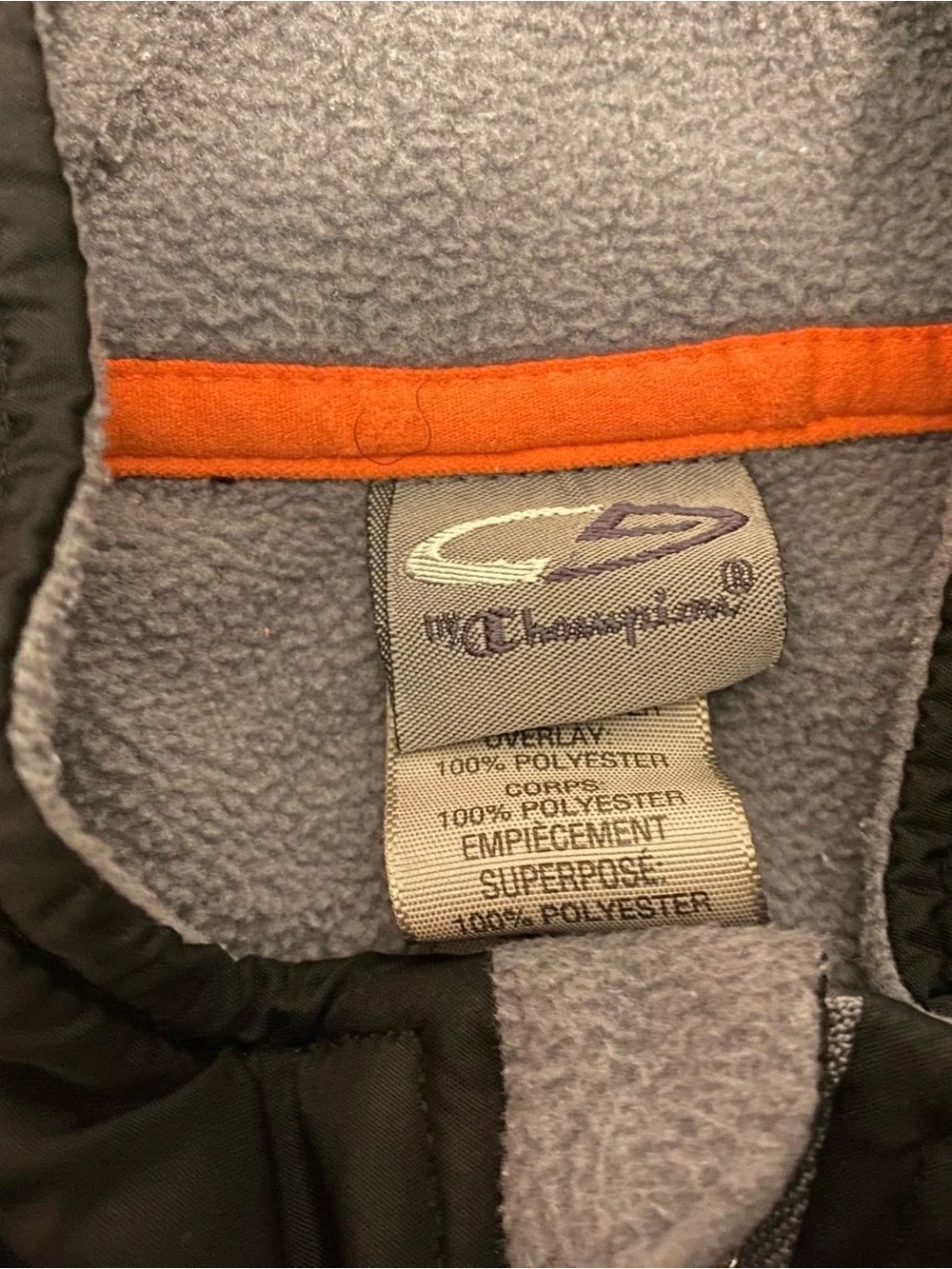 Champion Kids Gray Fleece Jacket with Black Yoke and Orange Trim
